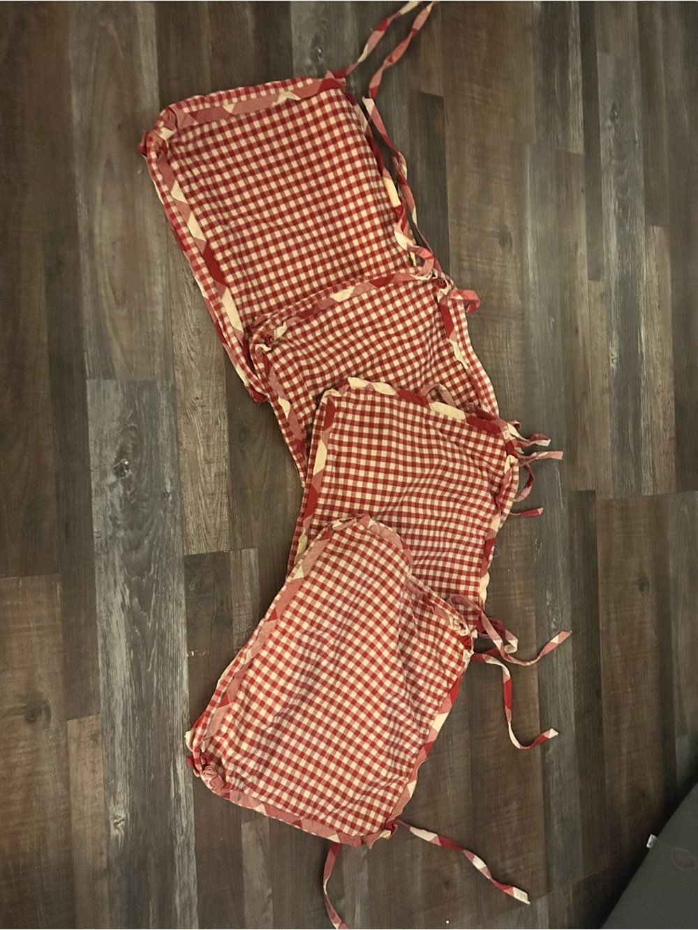 4 Red white Check, Cotton, Chair Pad cover handmade cottage core farmhouse